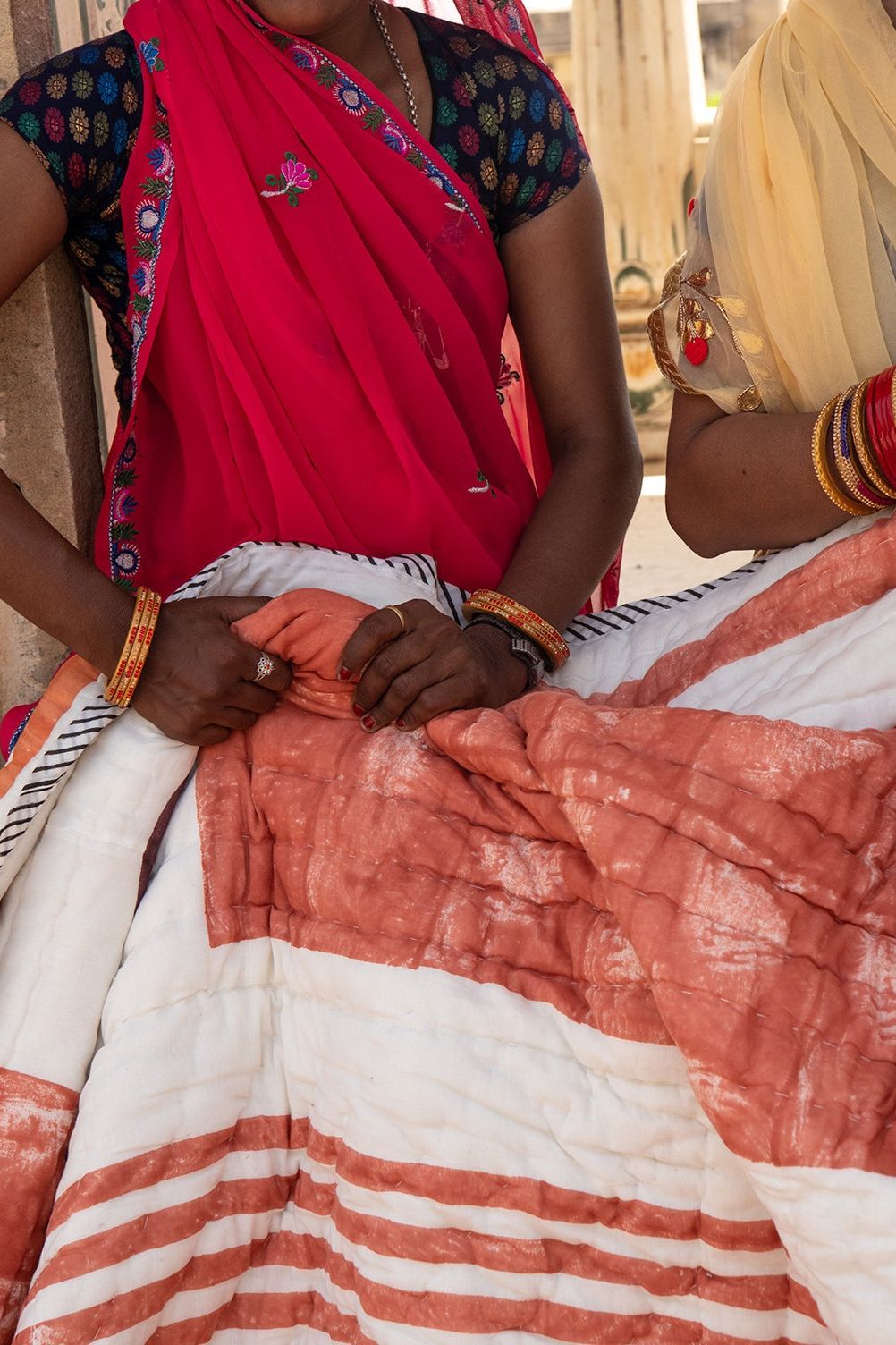 Bauhaus Reversible Quilt in Orange and White