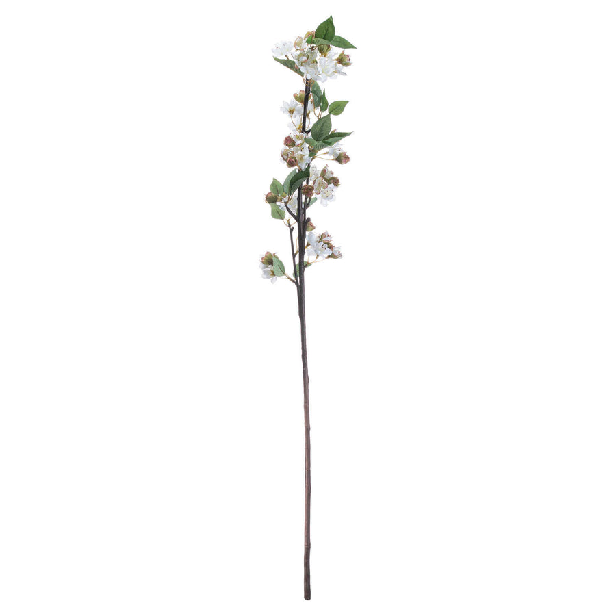 Lifelike English blossom branch with soft pink silk flowers and green leaves on brown stems, 90cm tall by Sostter at brixbailey.com