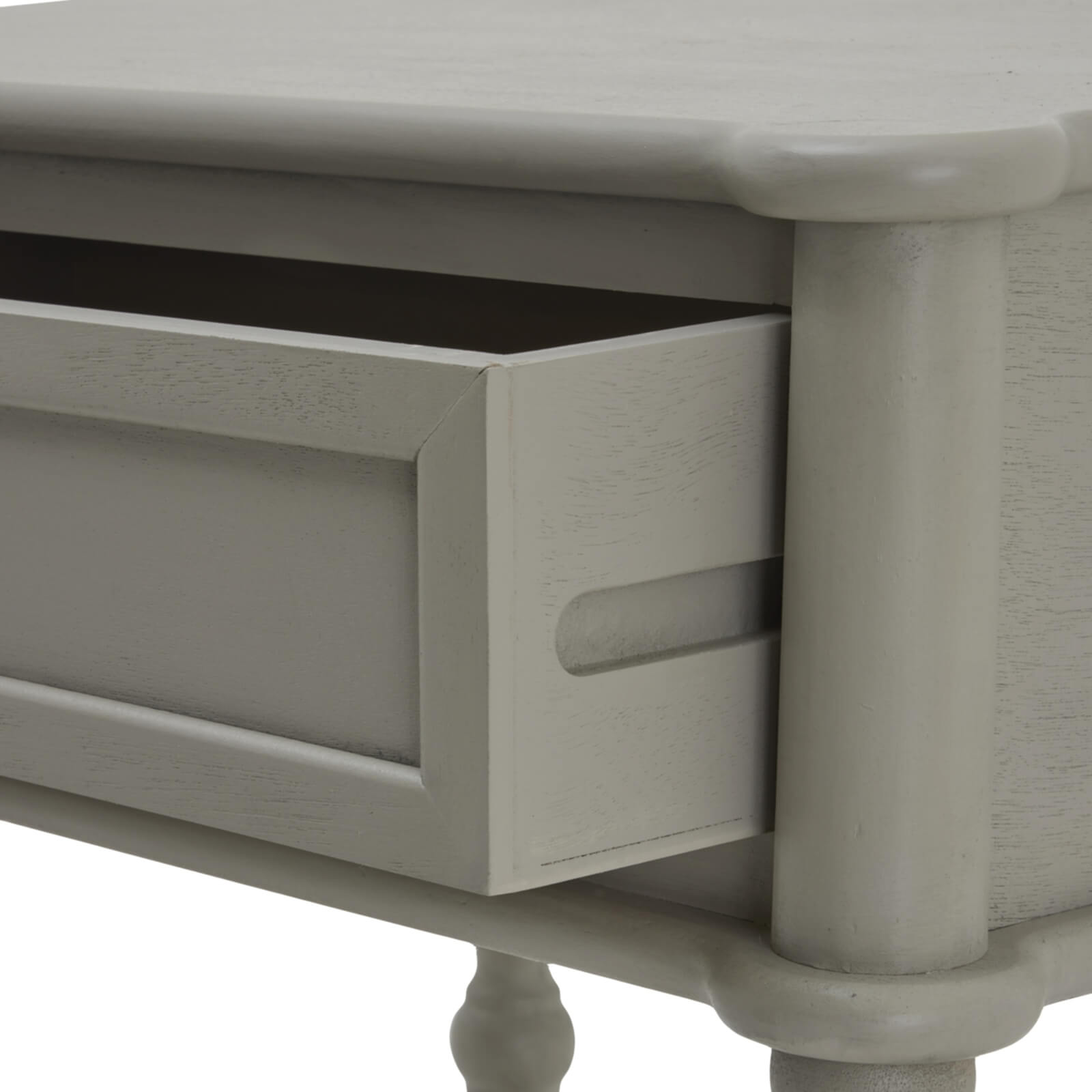 Minimalist grey Camden side table with sleek drawer, solid wood construction, perfect for modern or classic decor. by Sostter at brixbailey.com