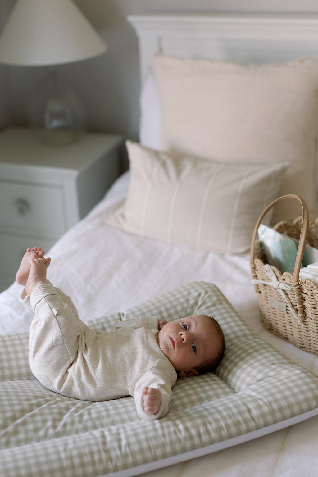 Gingham Sage Comfort Changing Mat