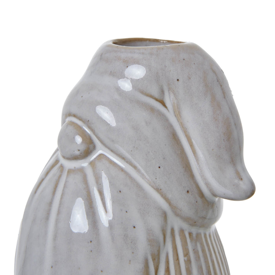 White ceramic Gonk candle holder with textured beard, Scandinavian winter decor, minimalist holiday home accessory by Sostter at brixbailey.com