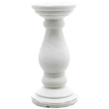 Handcrafted white ceramic candle holder with matte finish and sculptural minimalist design for modern interiors. by Sostter at brixbailey.com