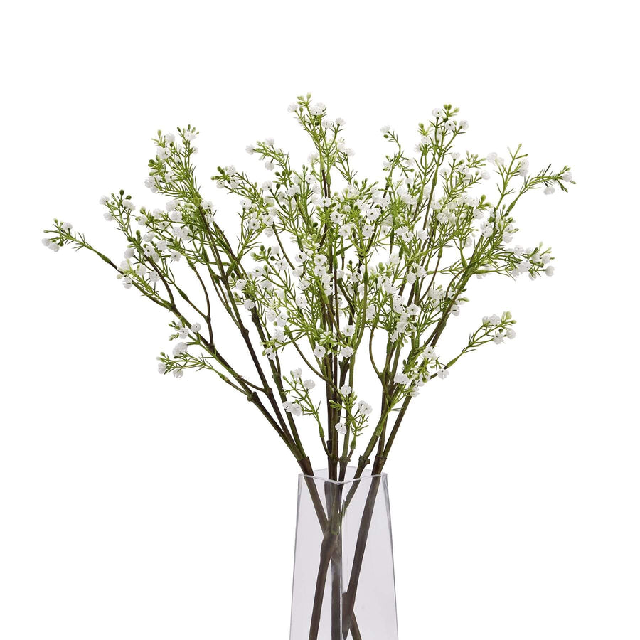 Lifelike artificial Lily of the Valley stem with white blooms and green foliage, 24-inch height, for home decor by Sostter at brixbailey.com