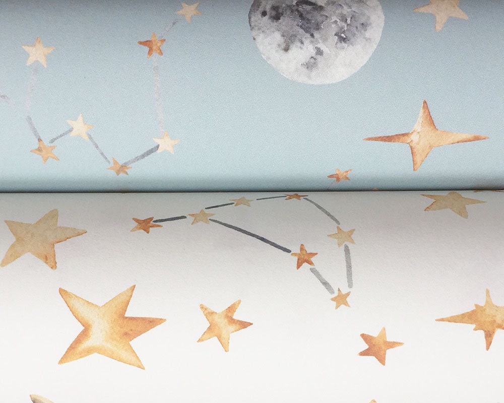 "Hand-Painted Stars Wallpaper for Kids – 4 Dreamy Colours