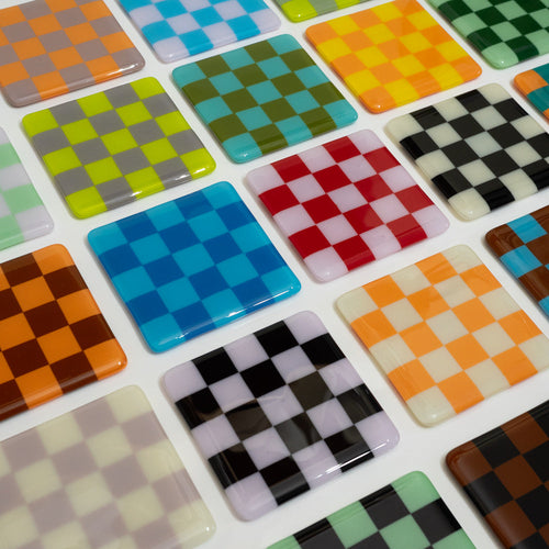 10cm Chequered Dual Colour Coaster - Oceanside Collection