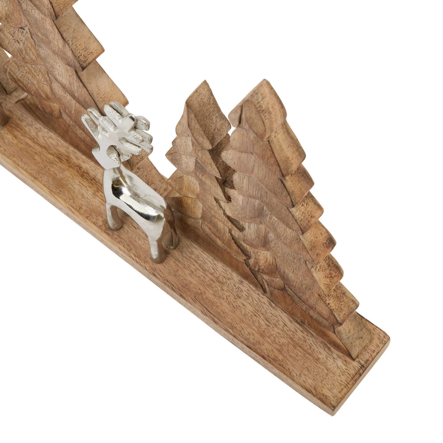 Handcrafted holiday wood and metal accent piece with geometric patterns, rich brown and metallic rustic-modern decor by Sostter at brixbailey.com