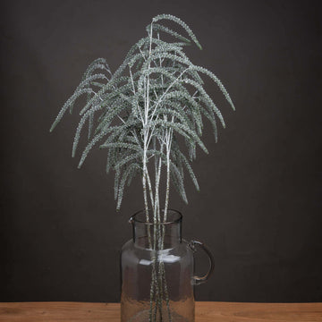 Silver metallic amaranthus stem, 42.5 inches tall, with cascading fronds for elegant home decor centerpiece by Sostter at brixbailey.com