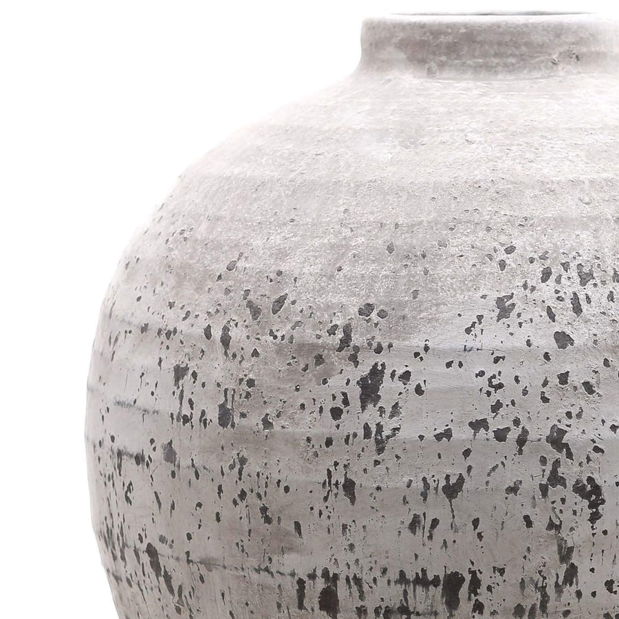 Minimalist stone ceramic vase in neutral tone, part of Tiber collection, 28cm cube for floral arrangements by Sostter at brixbailey.com