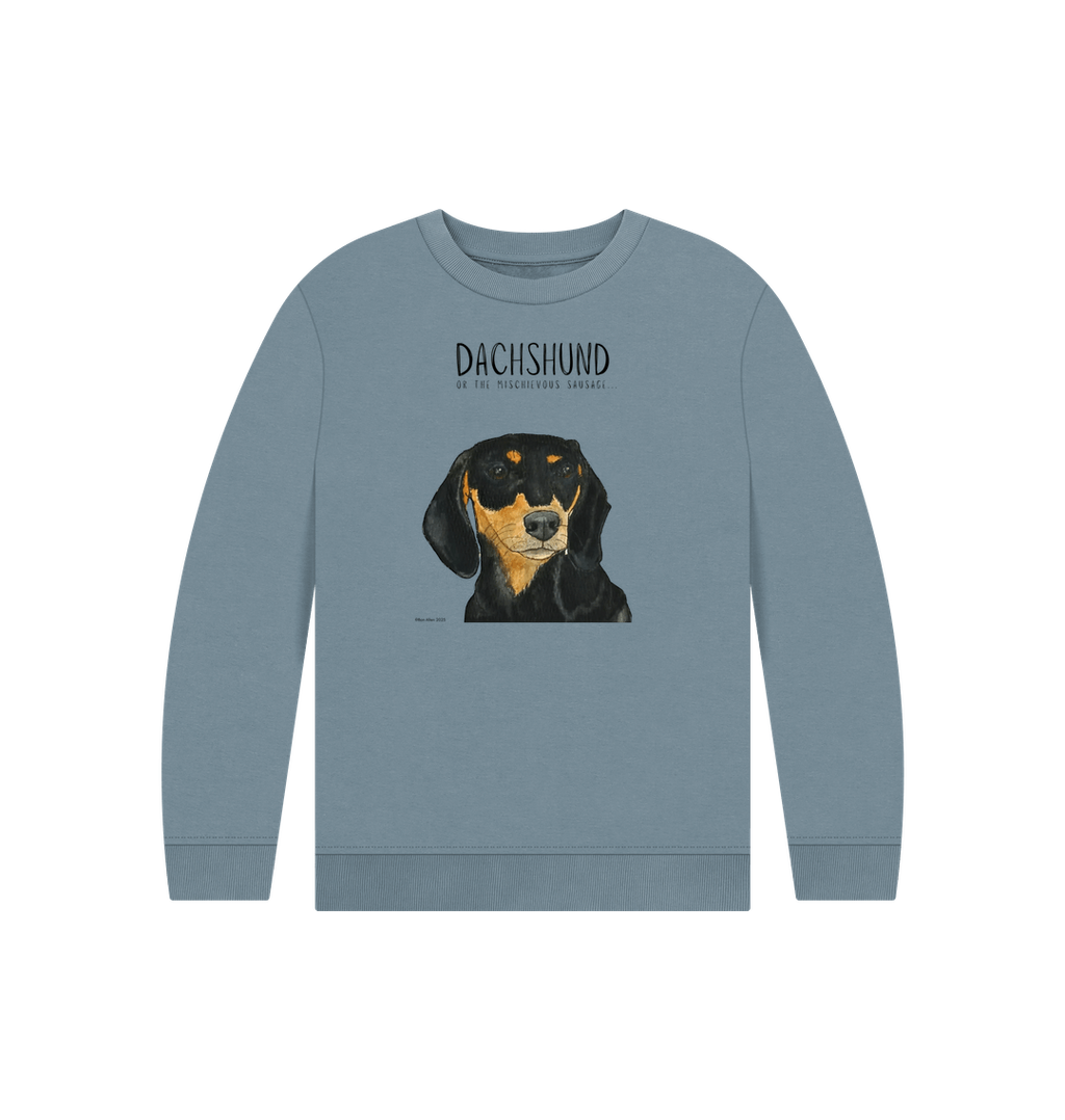 Snuggly Black & Tan Sausage Dog Kids' Sweatshirt – Ethically Made Cuteness!