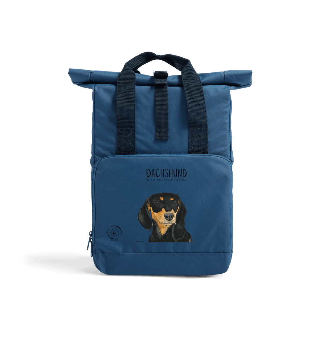 Back & Tan Dachshund Roll-Top Backpack – Small Dog, Big Adventure!