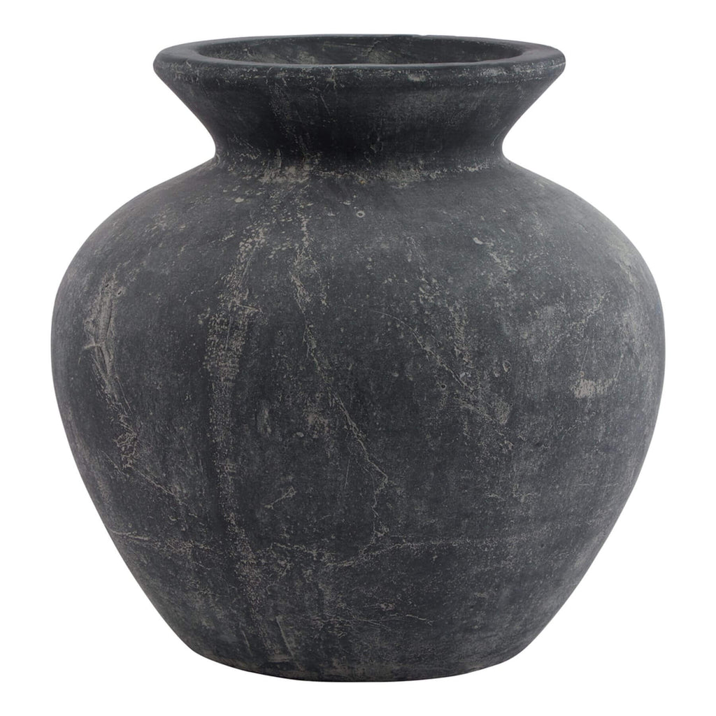 Matte grey ceramic vase with minimalist modern design, 31cm wide, perfect for floral arrangements or home decor centerpiece by sostter at brixbailey.com