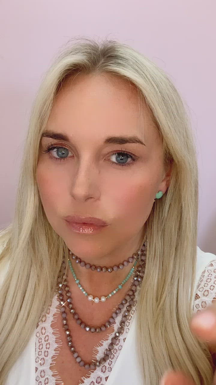 Taupe and Purple Crystal Beaded Necklace