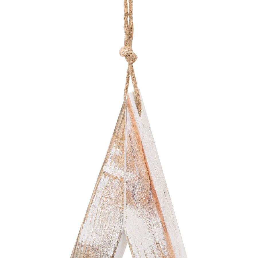 Handcrafted 50-inch wooden star decoration in antique white with sparkling accents, perfect for wall or tabletop decor. by Sostter at brixbailey.com