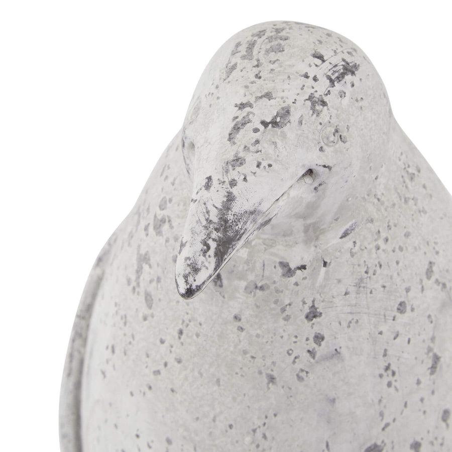 Grey ceramic penguin statue with stone-effect texture, 21cm tall, for winter decor and home accents by Sostter at brixbailey.com
