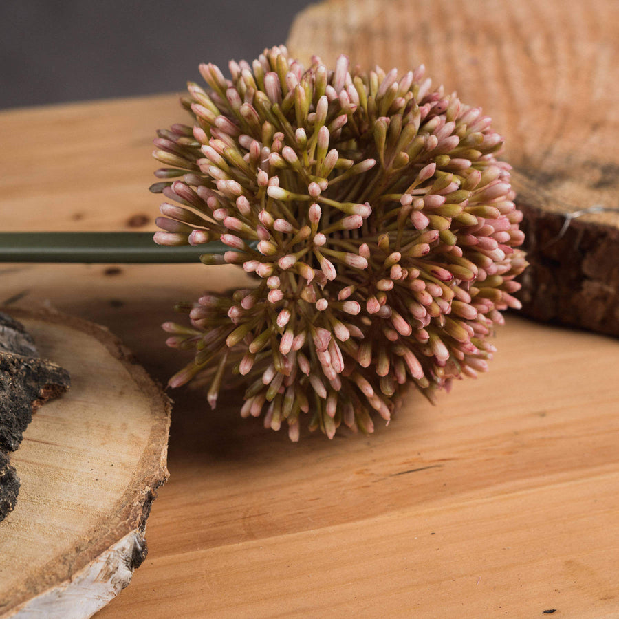 Pink Allium artificial stems, lifelike faux flowers for home decor, soft pink botanical arrangement, 63 cm tall by Sostter at brixbailey.com