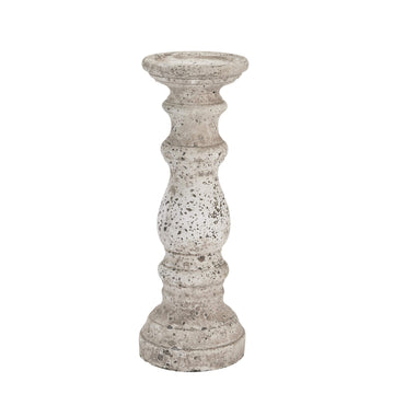Handcrafted ceramic candle holder with stone texture in neutral color, perfect for modern or traditional decor ambiance (124 chars) by Sostter at brixbailey.com