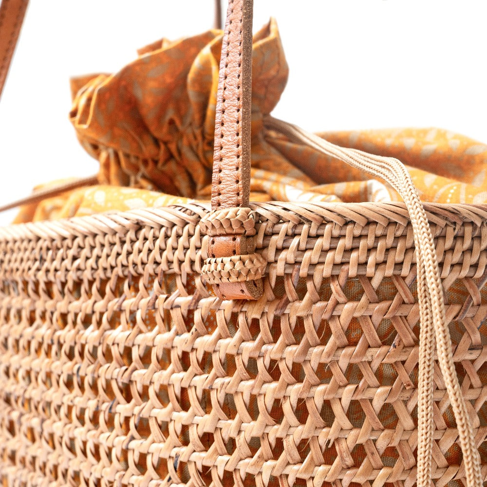 Handwoven Rattan Mesh Tote Shopper Bag