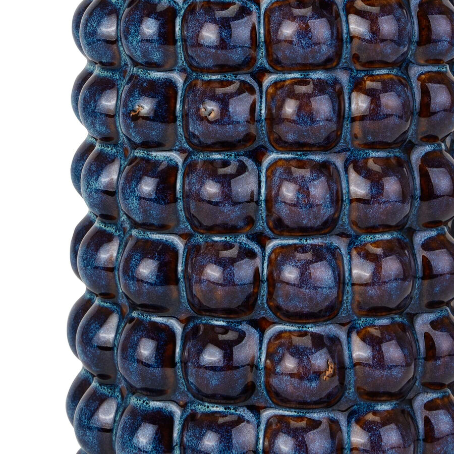 Indigo ceramic vessel with bubble texture, modern dual-purpose umbrella stand and planter, Seville collection by Sostter at brixbailey.com