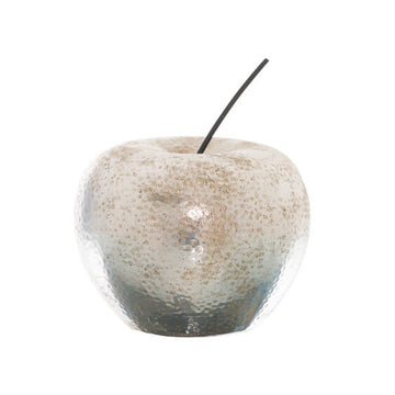 Polished silver ceramic apple ornament, 16cm, realistic sculpture with lustrous finish for elegant home decor. by Sostter at brixbailey.com