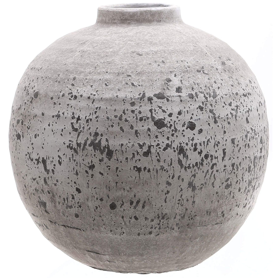 Minimalist stone ceramic vase in neutral tone, 28cm, from Tiber collection for floral arrangements and home decor by Sostter at brixbailey.com