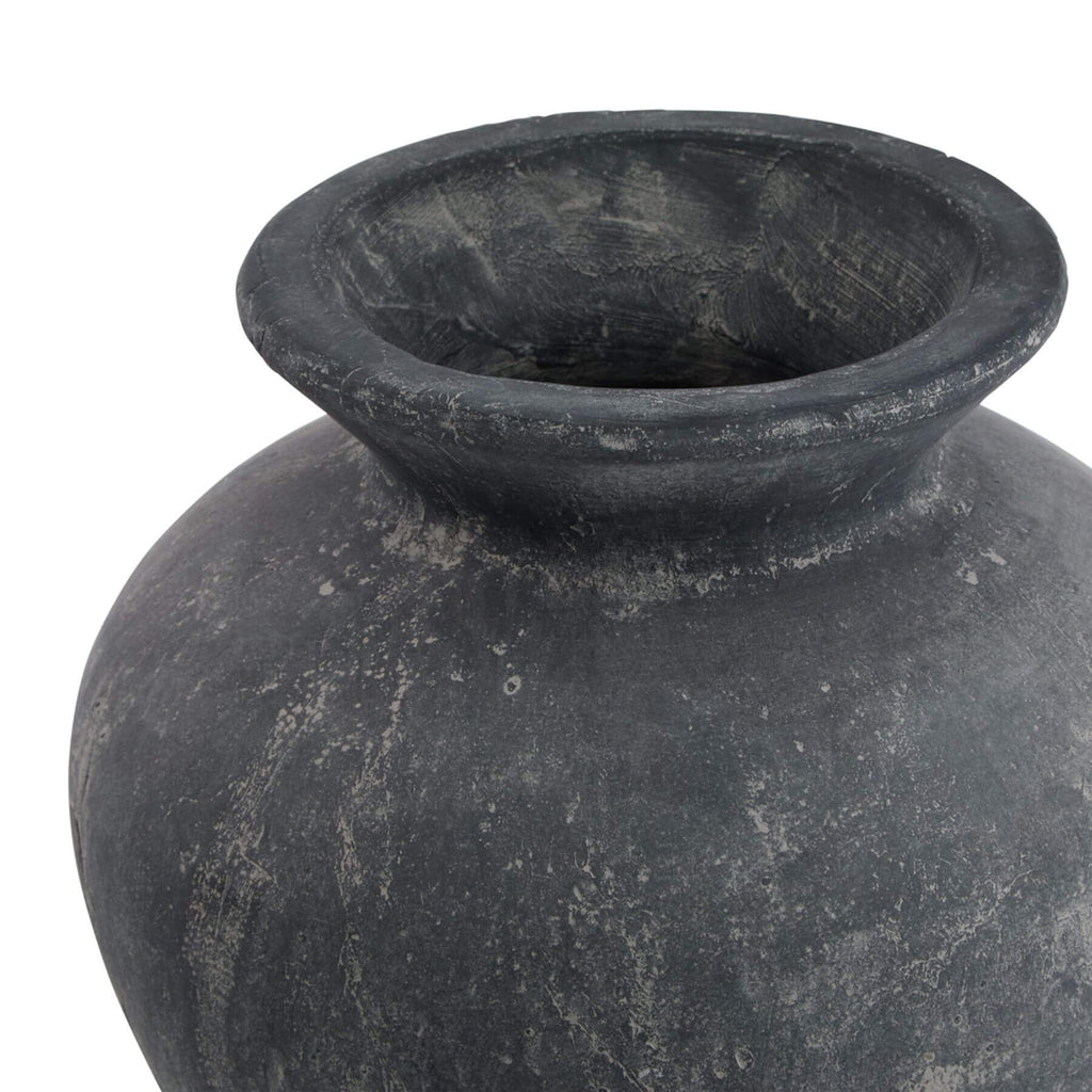 Matte grey ceramic vase, modern minimalist design, 31cm wide, perfect for floral arrangements or standalone decor by sostter at brixbailey.com