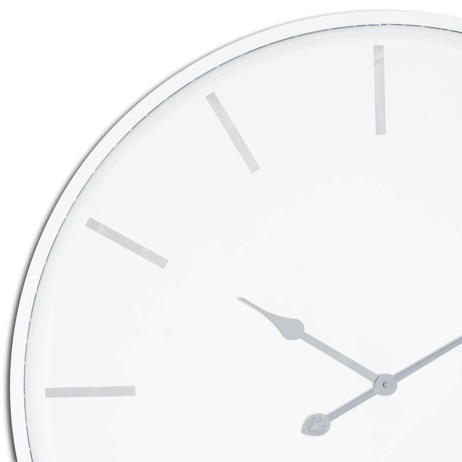Large white metal wall clock, 80cm diameter, minimalist modern design for living room or office decor by Sostter at brixbailey.com