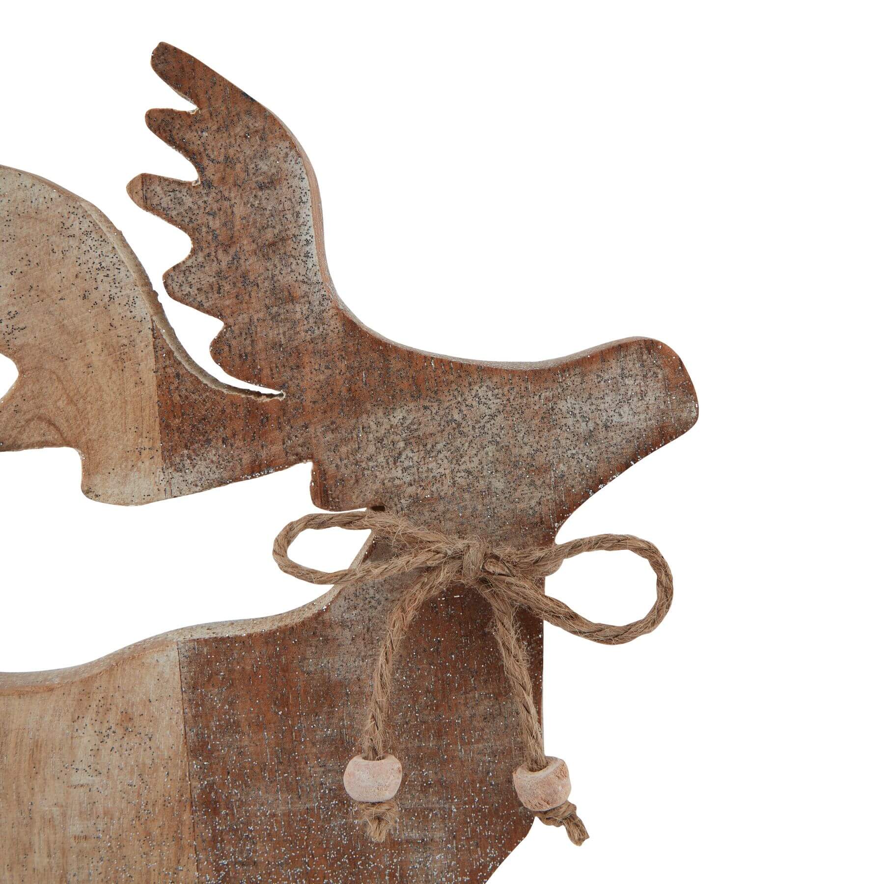 Handcrafted white-wash wooden stag ornament with subtle sparkle accents for rustic home decor by RoomLondon at brixbailey.com