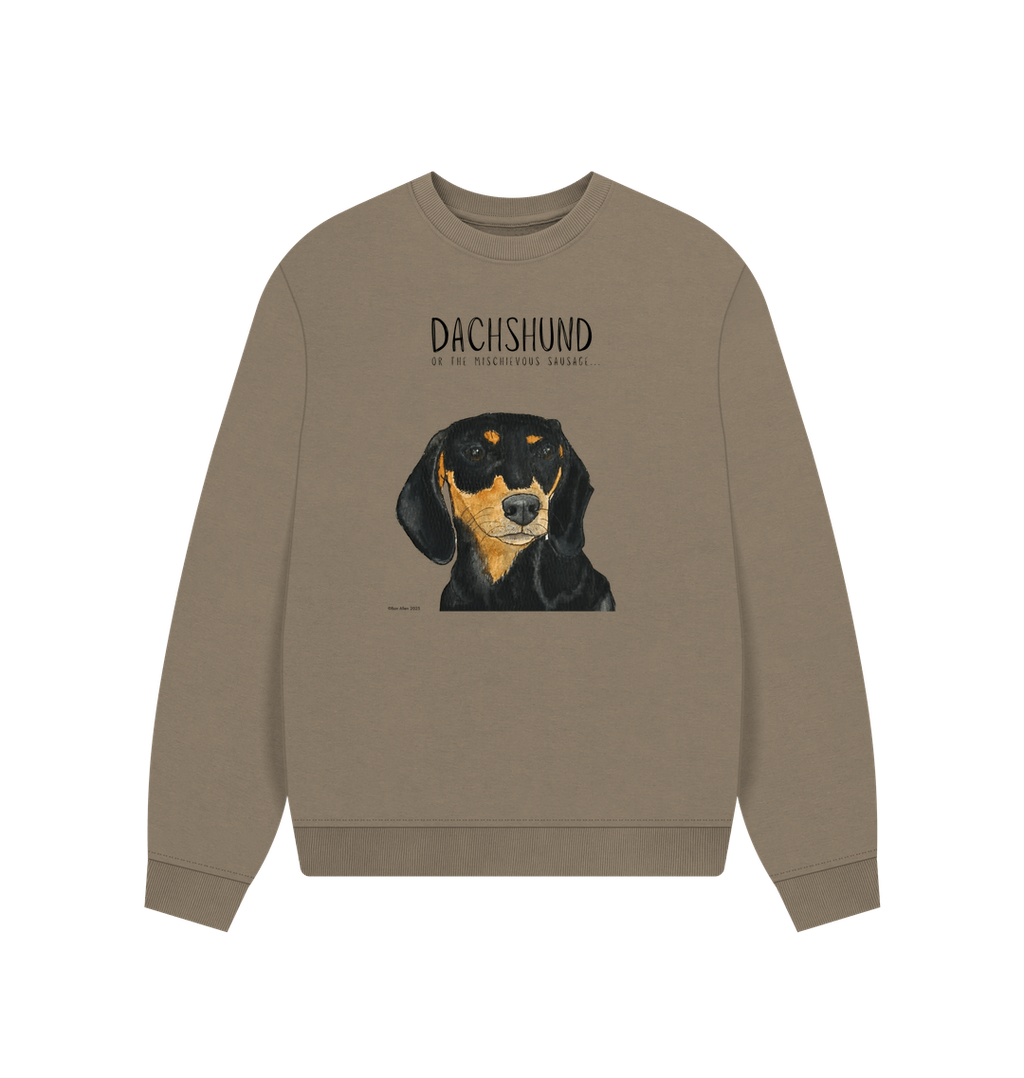 Comfy, Cozy, & Cute: The Black & Tan Dachshund Oversized Sweatshirt"