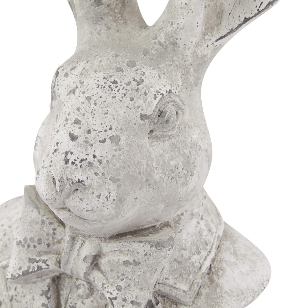Tuxedo Hare sculpture in grey ceramic with stone-effect finish, 38cm tall, elegant home decor piece by RoomLondon at brixbailey.com