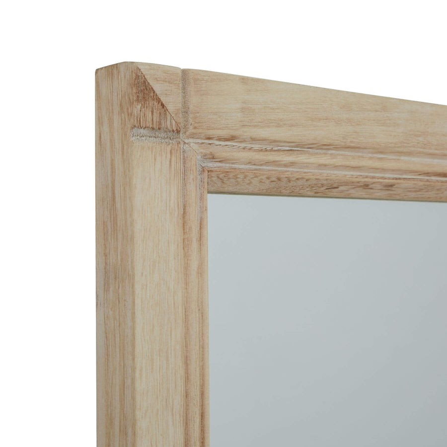 Handcrafted rustic wood mirror with distressed frame, grid design, and rich brown finish - 170cm tall statement piece by Sostter at brixbailey.com