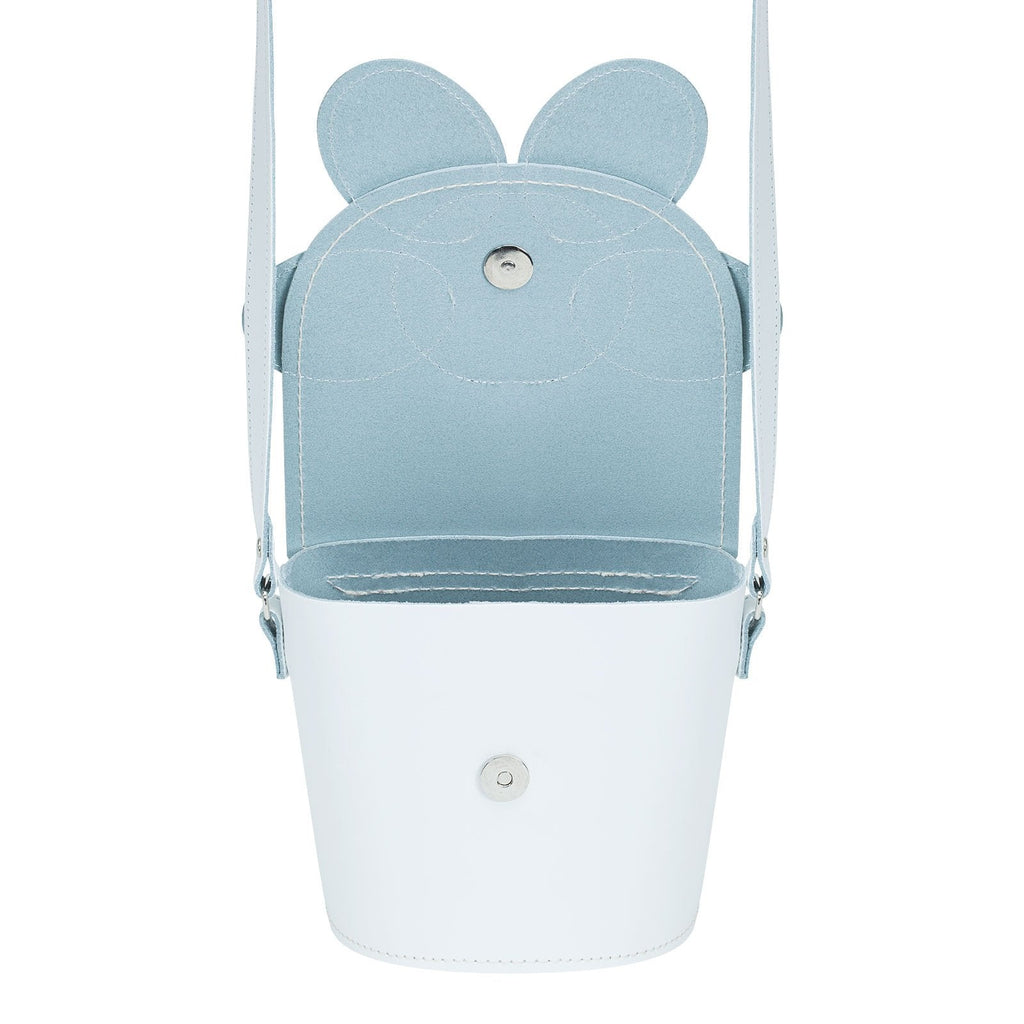 Handmade Leather Daisy Barrel Bag - White & Violet