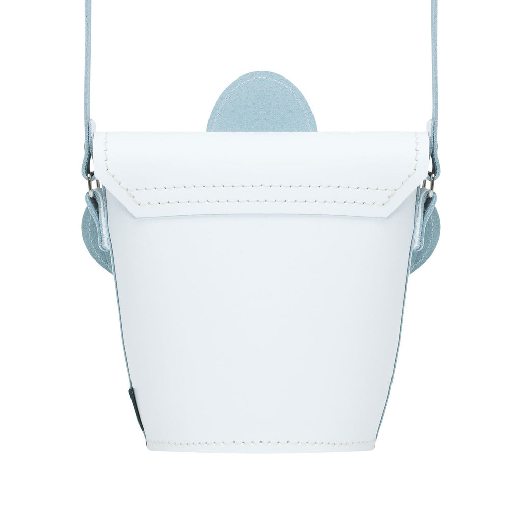 Handmade Leather Daisy Barrel Bag - White