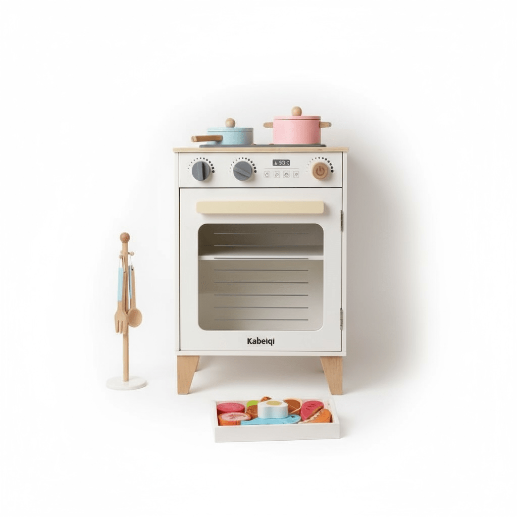 White Wooden Pretend Play Oven Set
