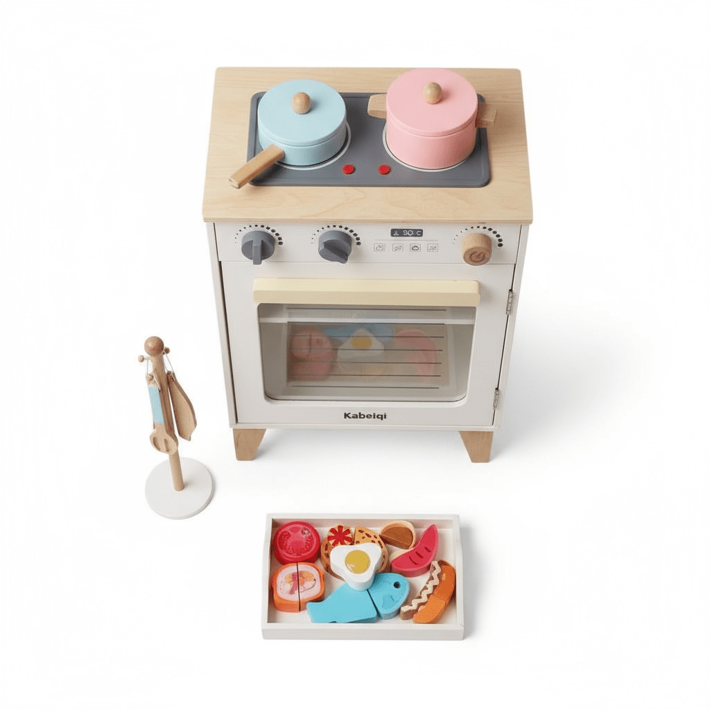 White Wooden Pretend Play Oven Set