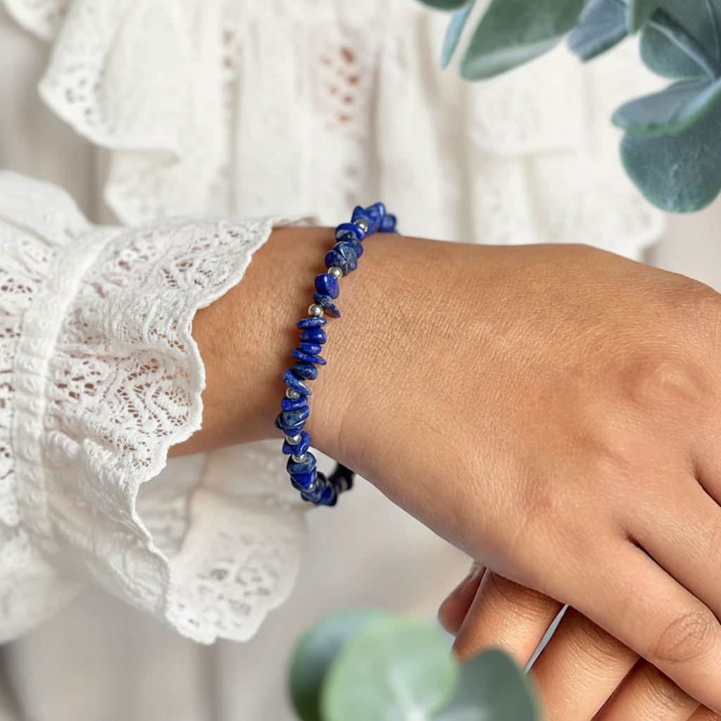 Lapis Lazuli Gemstone Bracelet in Sterling Silver or Gold