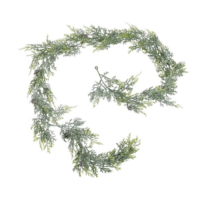 Frost-dusted pine garland with lifelike needles and pinecones, white with sparkling frost accents, 180cm long by sostter at brixbailey.com