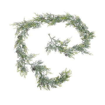 Frost-dusted pine garland with lifelike needles and pinecones, white with sparkling frost accents, 180cm long by Sostter at brixbailey.com