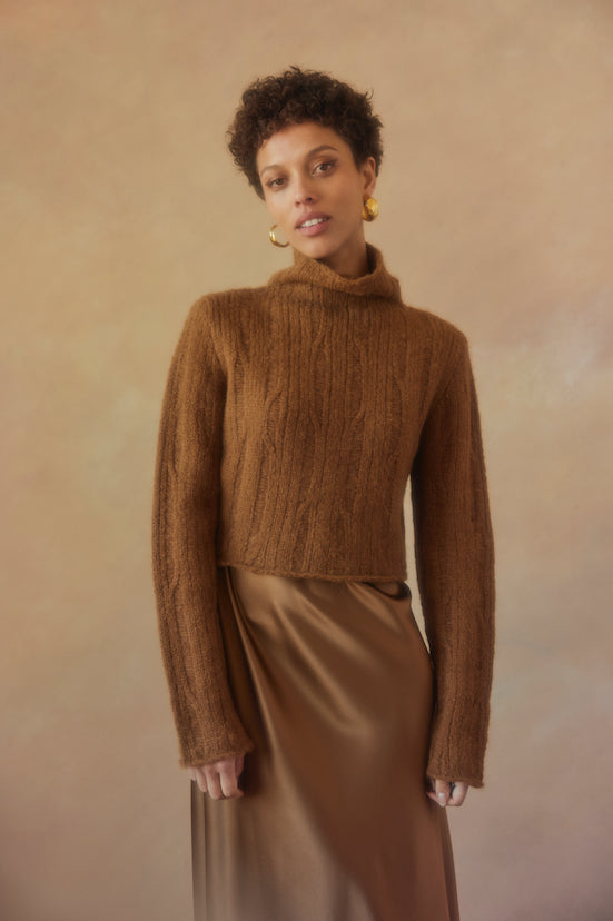 Ribbed Cropped Alpaca Sweater