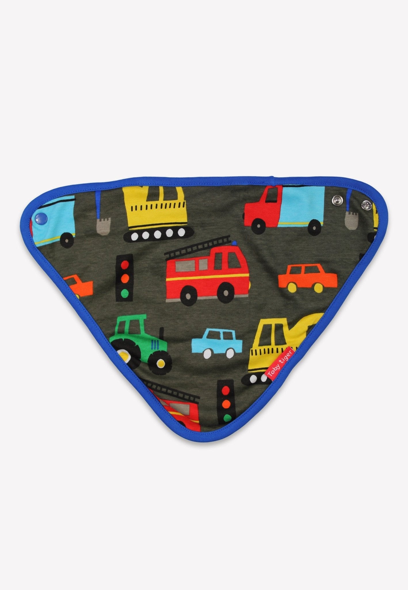 Organic Transport Print Dribble Bib Dark Grey