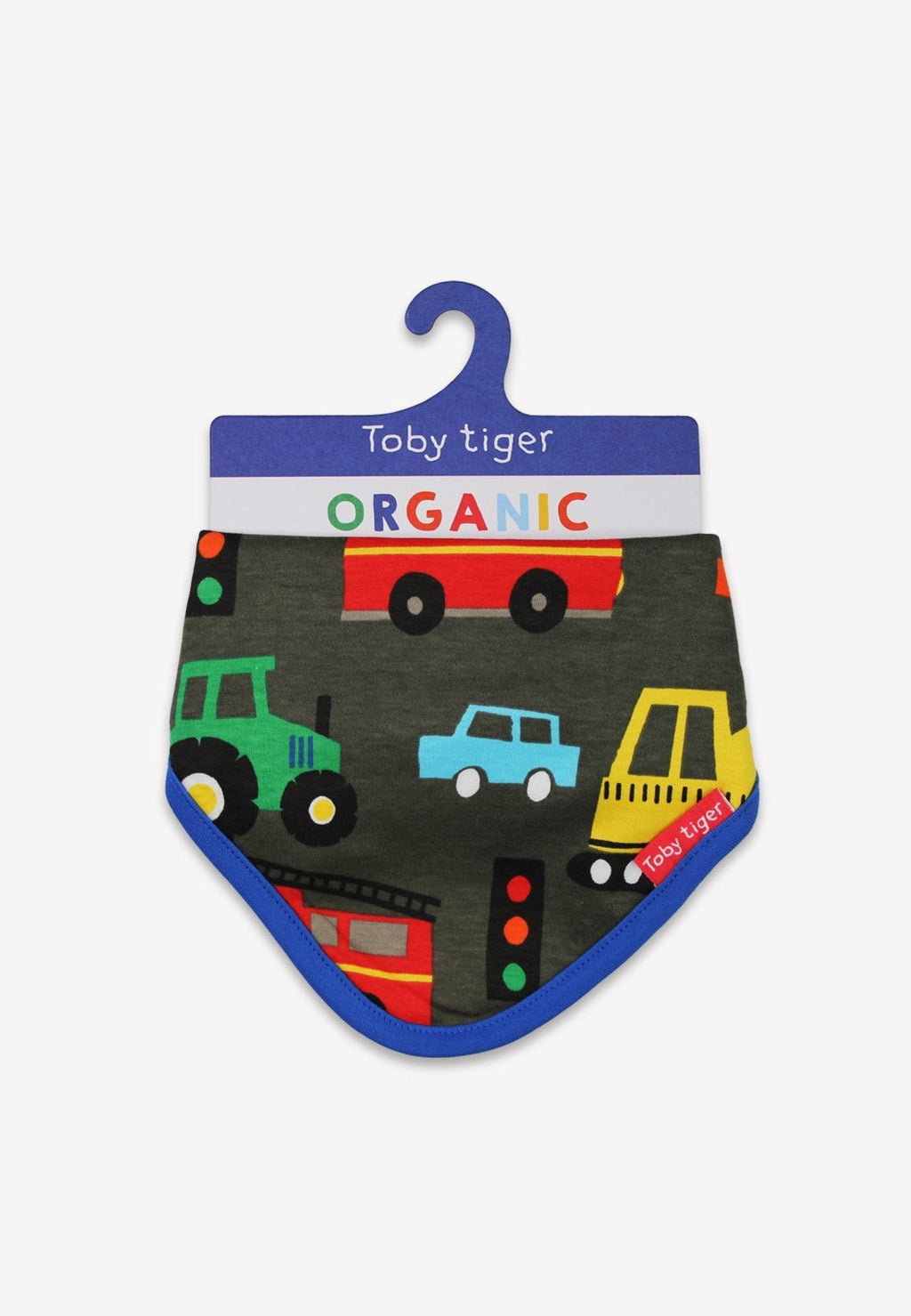 Organic Transport Print Dribble Bib Dark Grey