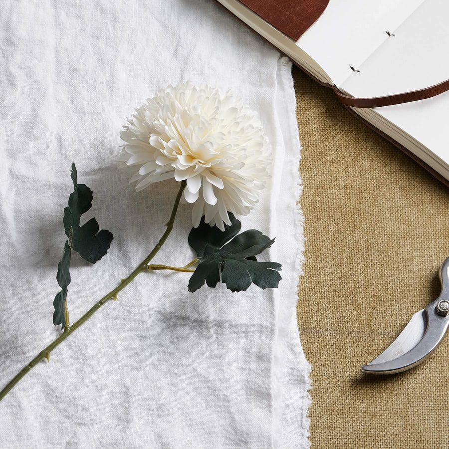 Lifelike white artificial chrysanthemum stem, 54cm, with realistic plastic petals for year-round floral decor by Sostter at brixbailey.com