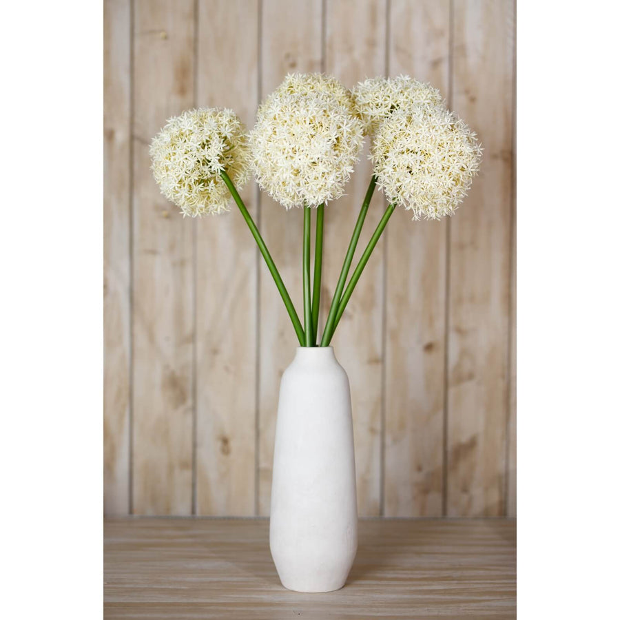 Cream artificial allium stem, lifelike spherical bloom with soft petals, 90cm tall for elegant home decor by Sostter at brixbailey.com