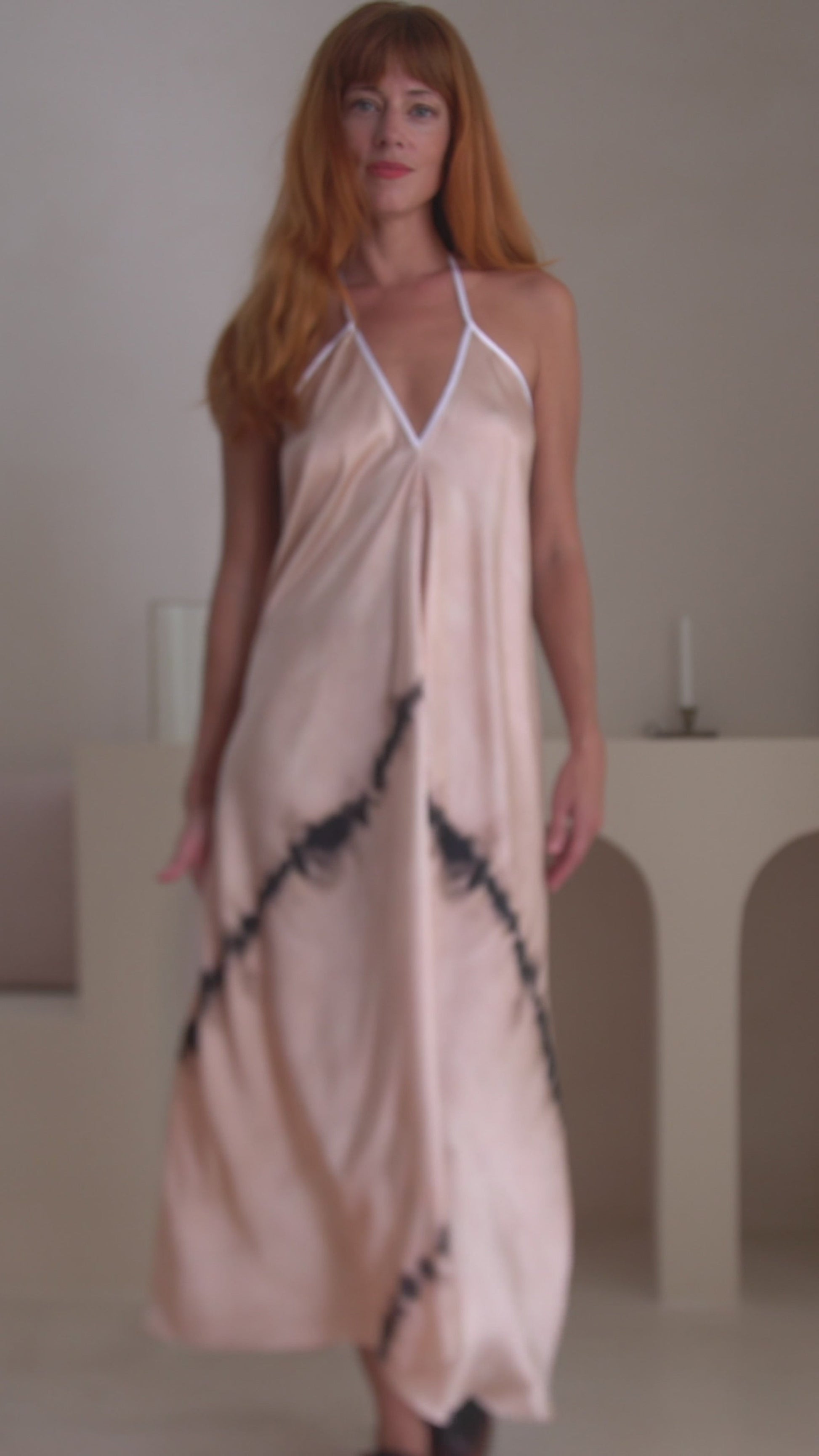 Silk Halter Dress in Shibori