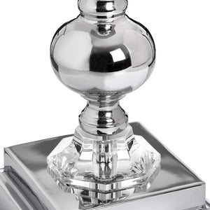 Chrome table lamp with hand-cut glass detailing and silver herringbone pattern, 71cm height, modern-traditional design by Sostter at brixbailey.com