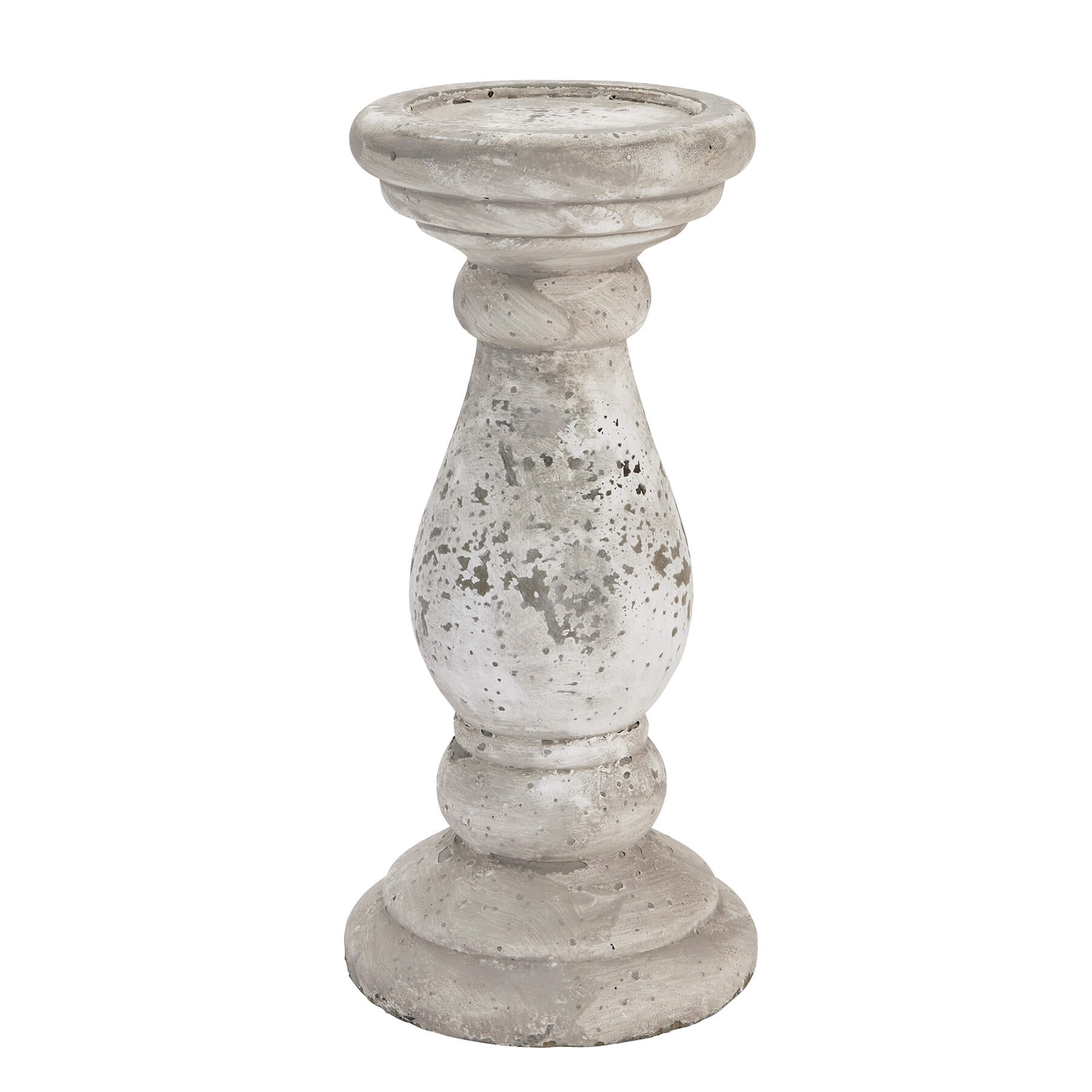 Handcrafted 34cm stone ceramic candle holder with weathered finish for rustic farmhouse or coastal decor. by Sostter at brixbailey.com