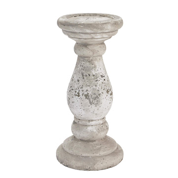 Handcrafted 34cm stone ceramic candle holder with weathered finish for rustic farmhouse or coastal decor. by Sostter at brixbailey.com