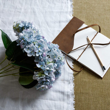 Lifelike blue hydrangea stems in rich hue, perfect for vases or home decor, crafted from durable plastic for realistic texture by Sostter at brixbailey.com