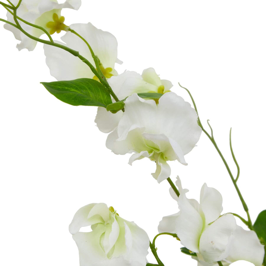 Lifelike white sweetpea artificial stems with realistic petals and bendable 24-inch stems for floral arrangements by Sostter at brixbailey.com