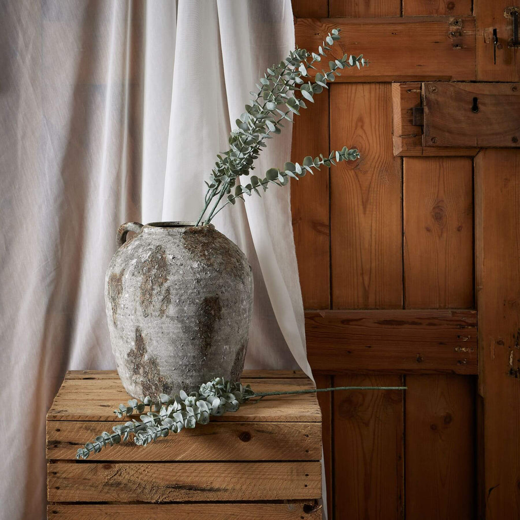 Silver-blue artificial eucalyptus spray with realistic foliage for home decor, 90cm tall by Sostter at brixbailey.com