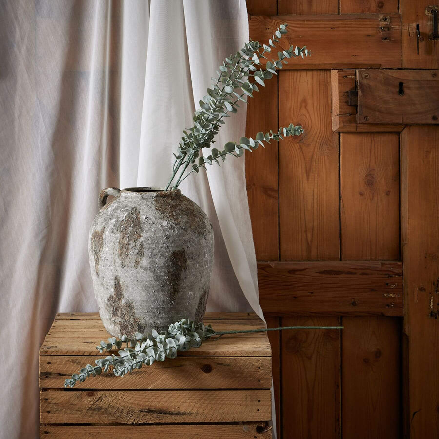 Silver-blue artificial eucalyptus spray with realistic foliage for home decor, 90cm tall by Sostter at brixbailey.com